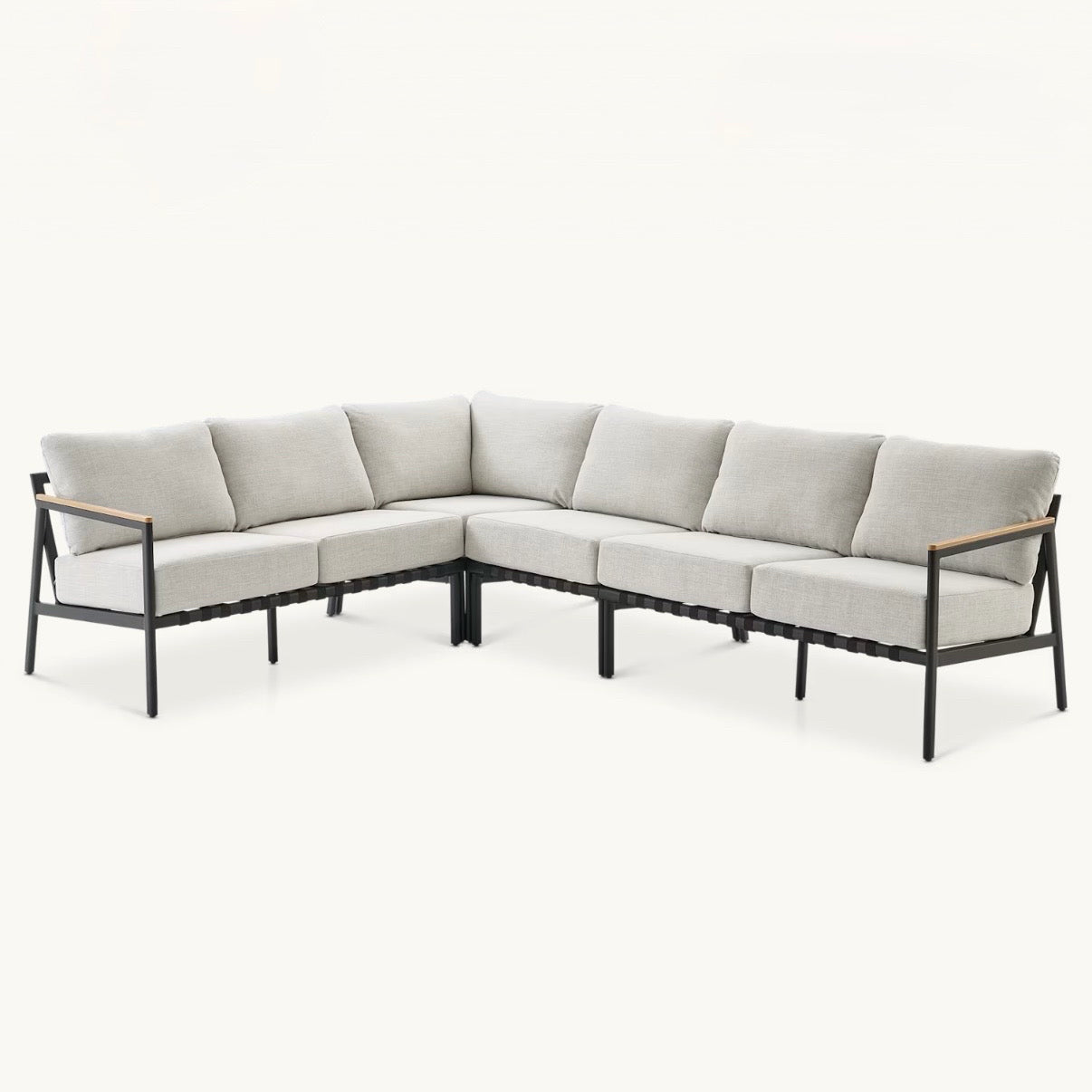 Sorrento Outdoor Extended  Sectional Sofa, 50.8"/81.9" x 75.8"/106.9" x 33.1"H