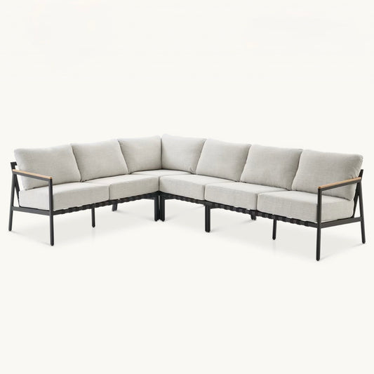 Sorrento Outdoor Extended  Sectional Sofa, 50.8"/81.9" x 75.8"/106.9" x 33.1"H