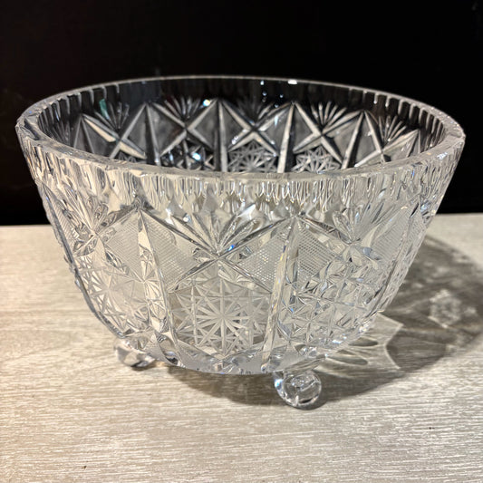 VTG Cut Crystal Footed Bowl, 8"W x 8"D x 5.5"H