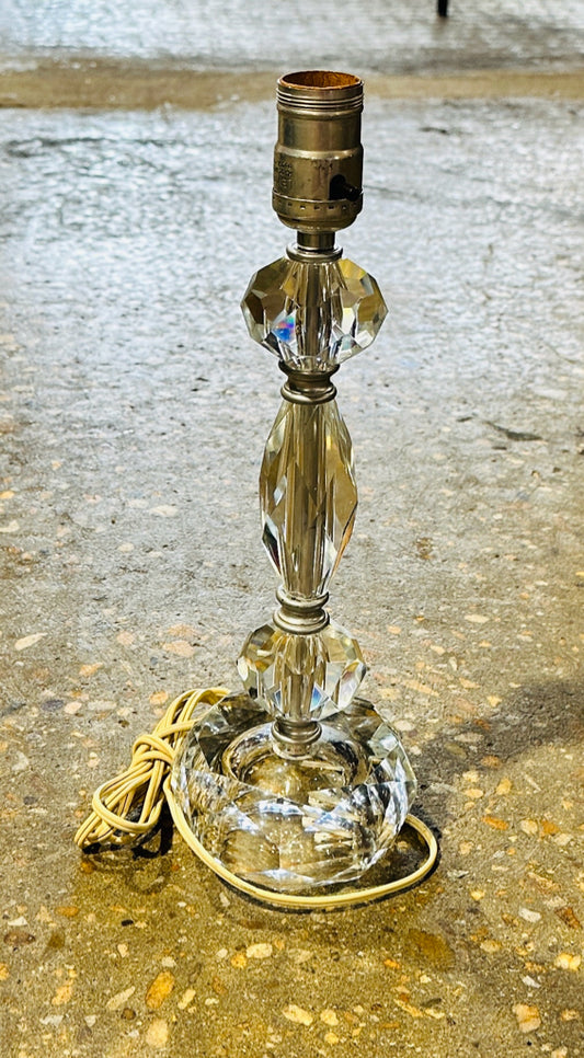 Cut glass table lamp, NO SHADE, 13"H x 4"W x 4"W