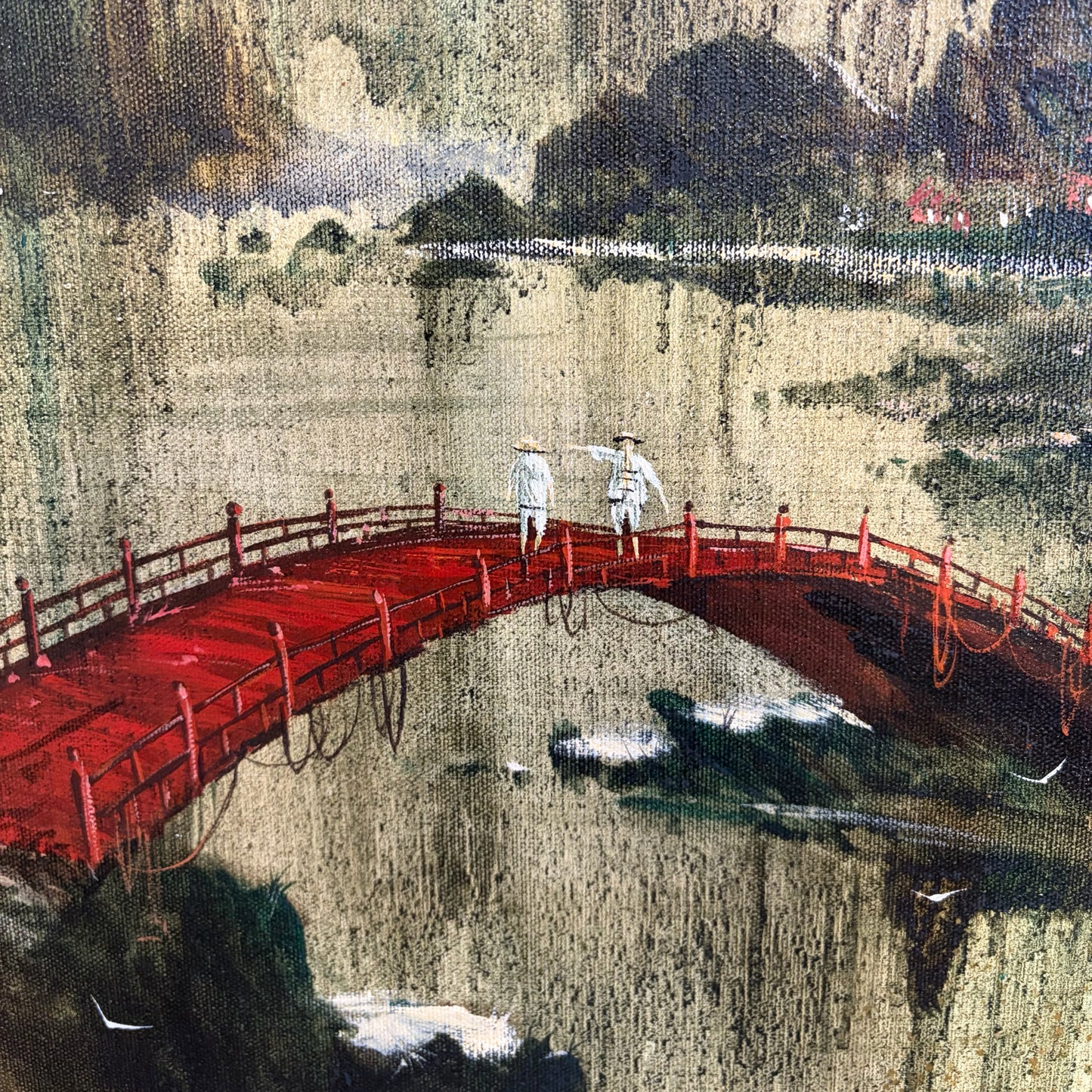 MCM Shan Shui Landscape Painting by R.E. Riwell, 37"W x 48.75"H x 1.5"D