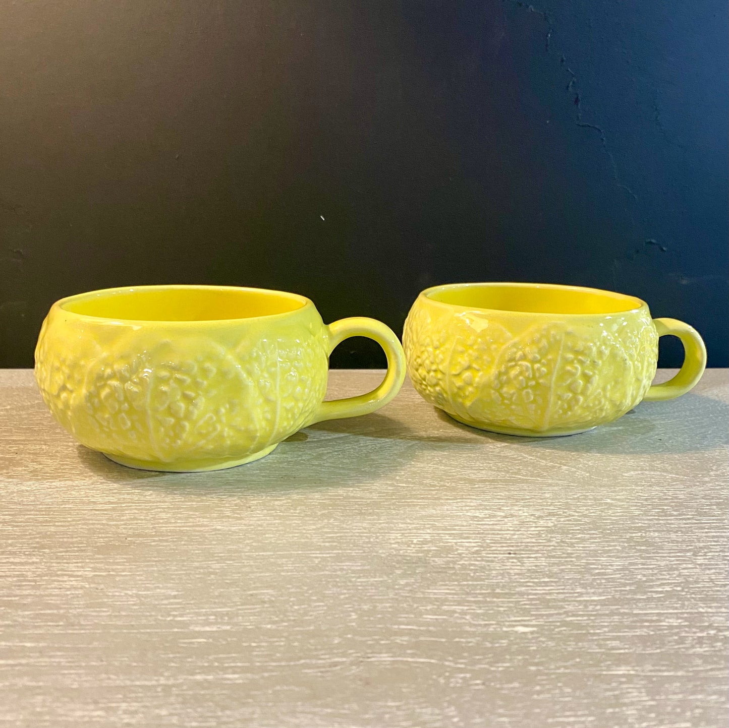 Set of 2 MCM Yellow Cabbage-ware Soup & Salad, 8.25" W x 7"D x 2.25"H