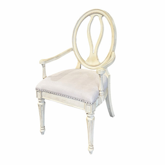Pair Of European Farmhouse Oval Back Armchairs, 24.5"W x 23"D x 41"H