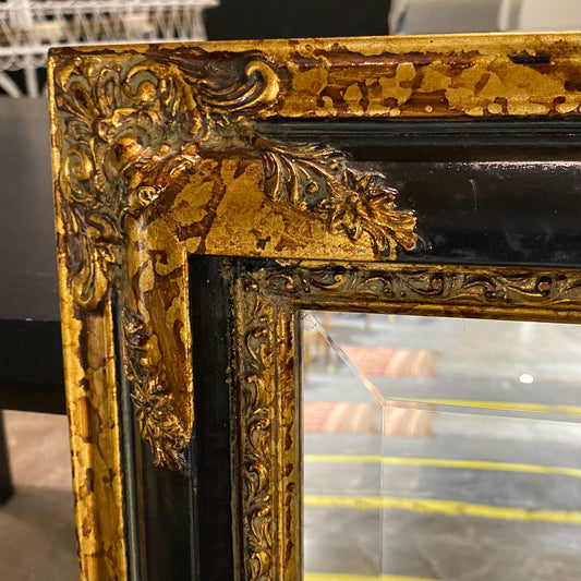 Black & Gold Beveled Mirror, 34"H x 28"W x 2"D