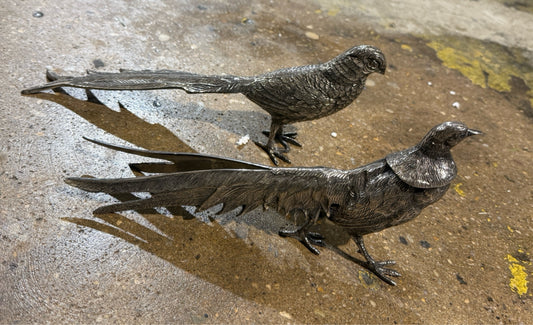 PAIR Vintage metal pheasants, 11"L X 4.5"H