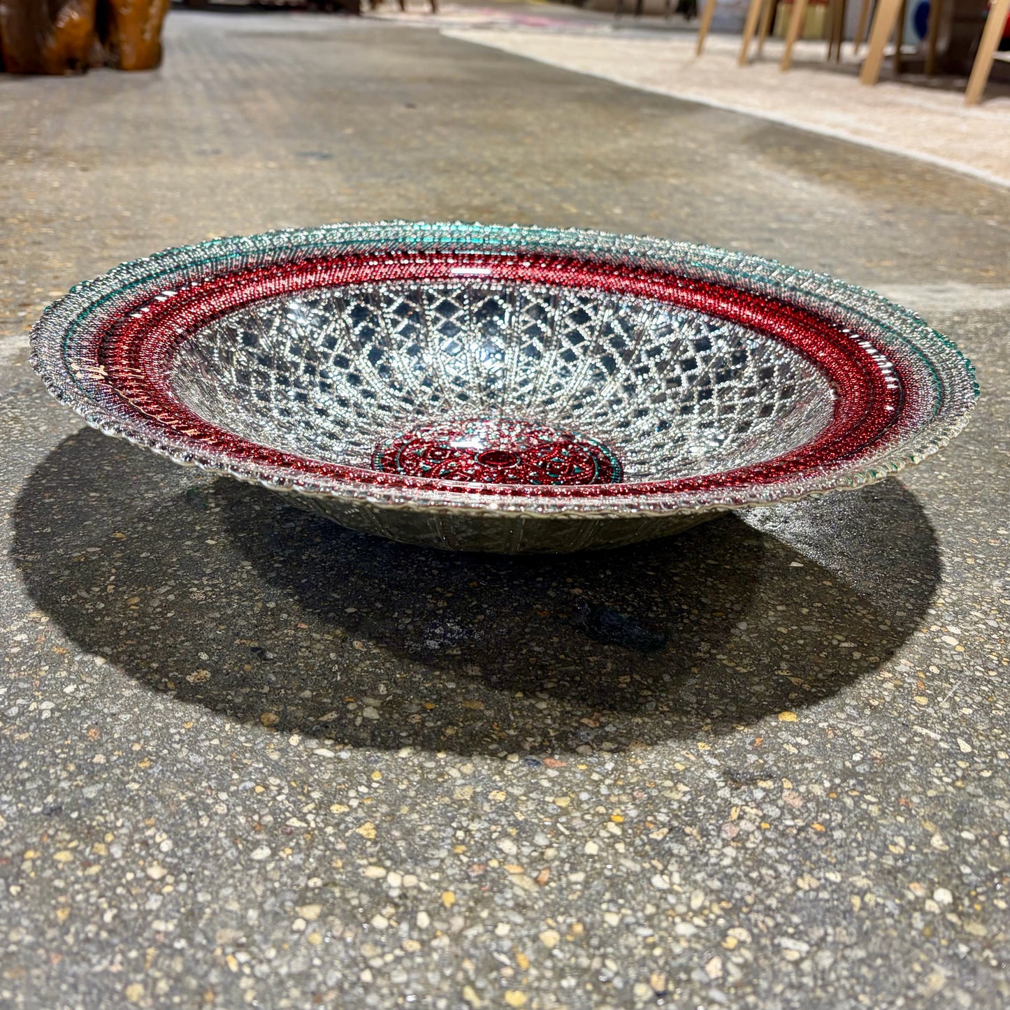Artistic Accent Mandala Design Glass Bowl,  16"Dia x 3"H