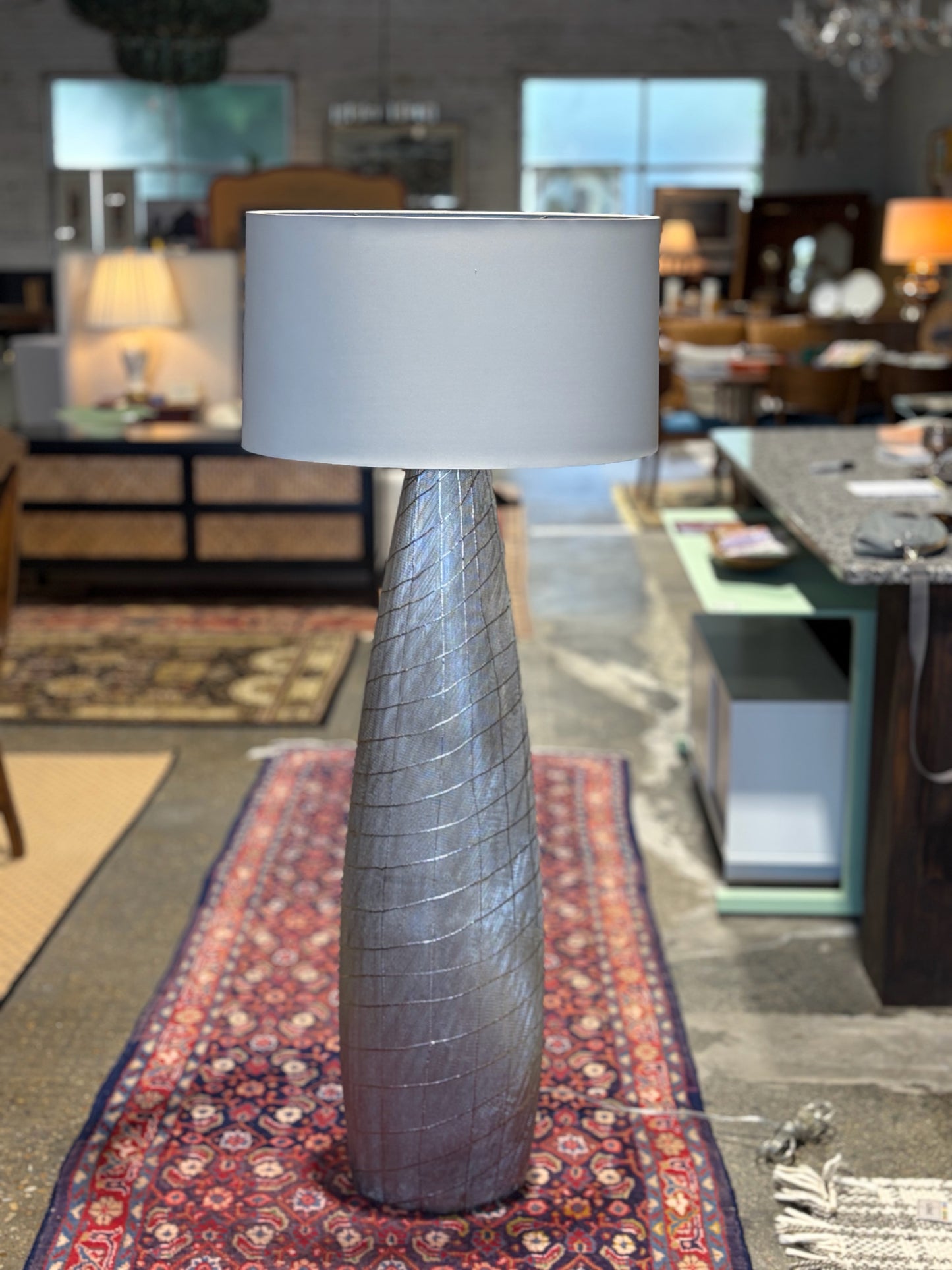 Metallic Floor Lamp w/Oblong Shade, 5'H x 11"D x 23"W