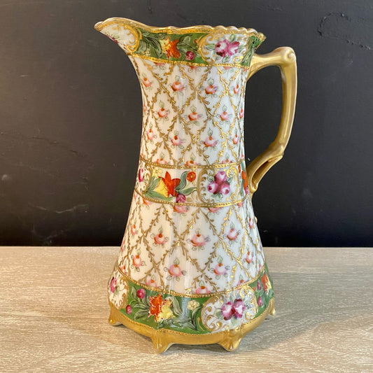 Vintage Chocolate Pot, Hand-painted, 6.75"W x 4.25"D x 9"H