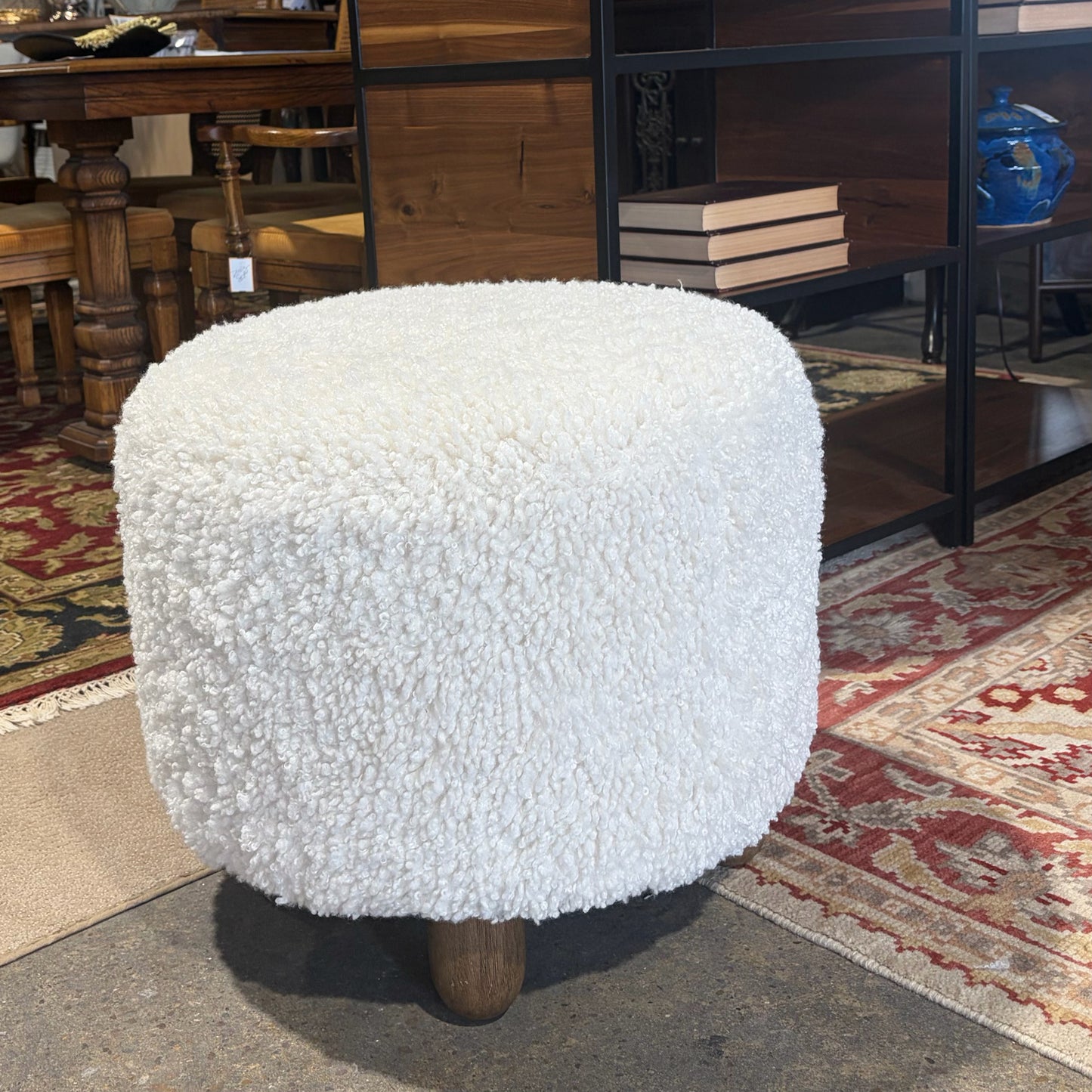 NEW Aniston Ottoman, Andes Natural / Distressed Natural, 22.5"Dia x 20.5"H
