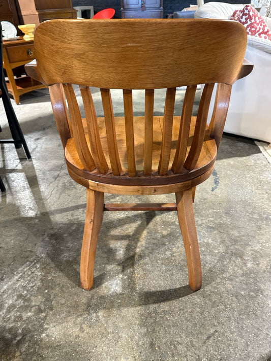 Vintage bankers chair, refinished, blonde, 24.75"W x 22.5"D x 32.5"H
