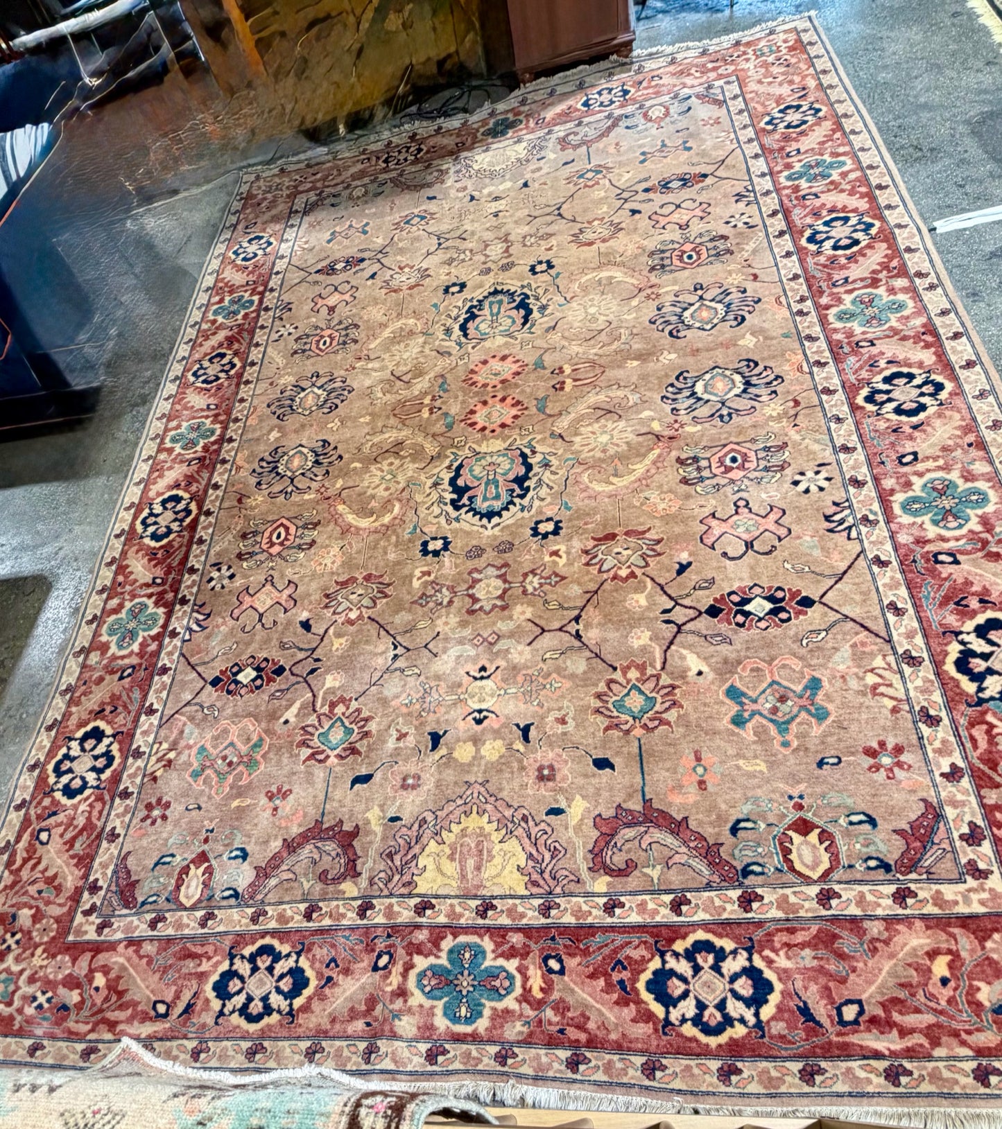 Oushak Style Hand-knotted Wool Rug, 10' W x 13'8"L x 1"H