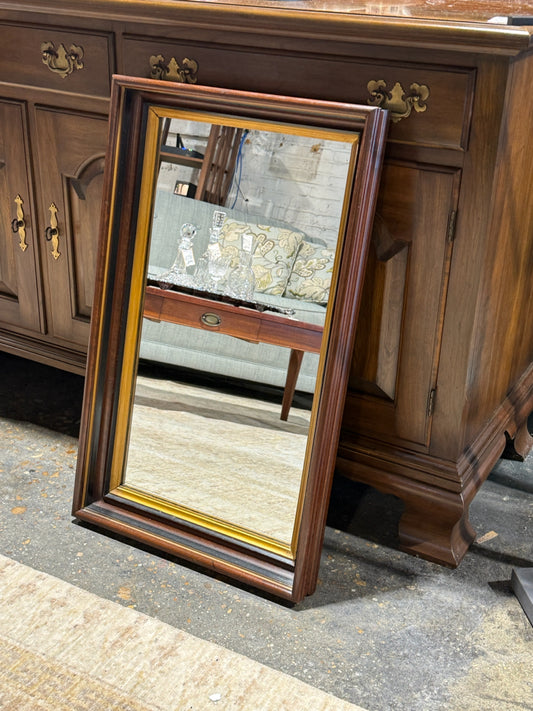 ATQ mahogany mirror,  deep frame, gold trim , 18"W x 30"L x 2.5"D