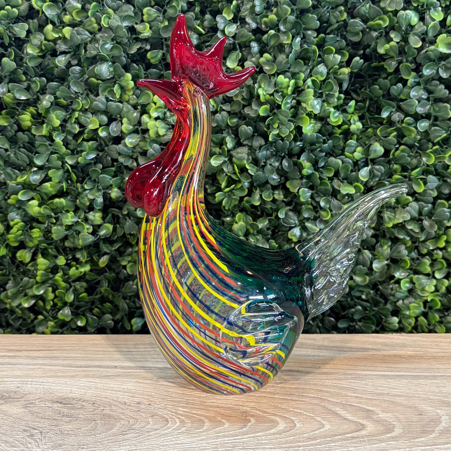 Hand-Blown Art Glass Rooster, 7"W x 3.5"D x 8.25"H