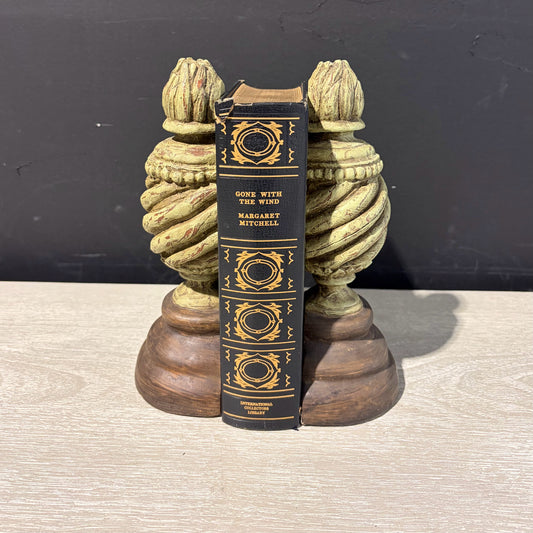 Distressed Finial Bookends, 9.25"H x 3"W x 4.5"D