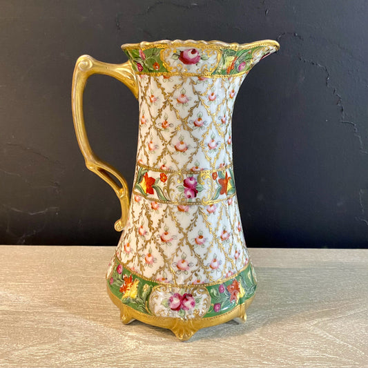 Vintage Chocolate Pot, Hand-painted, 6.75"W x 4.25"D x 9"H