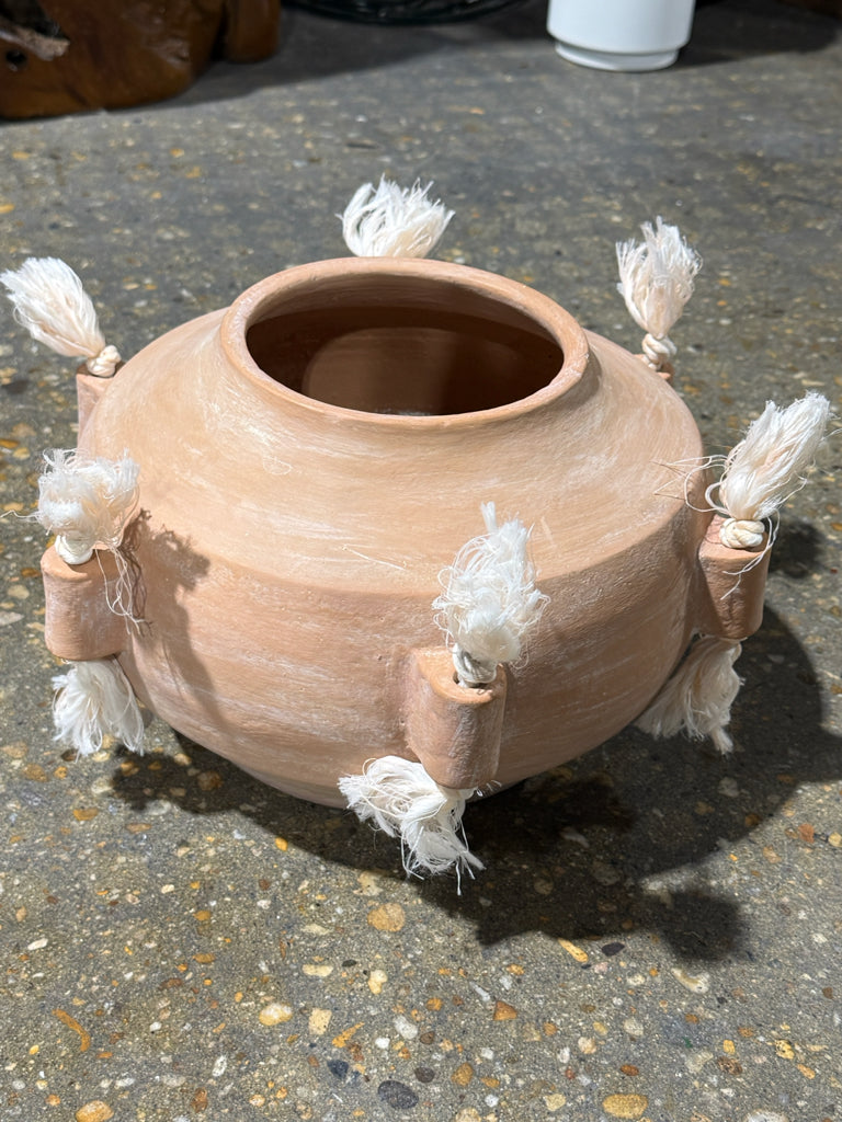 Arteriors Home Verena Vase, tassel/terra cotta, 13.5" DIA x 7.5"H