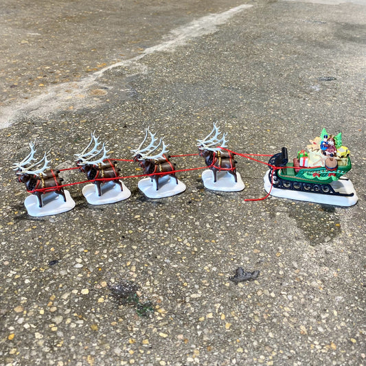 Heritage Village Collection, Porcelain, Sleigh & 8 Reindeer, 15"L