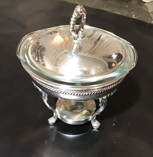 Silverplated chafing dish, 9"dx11"h
