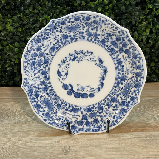 VTG Andrea by Sadek Blue & White Leaping Rabbit Plate, 9" Dia