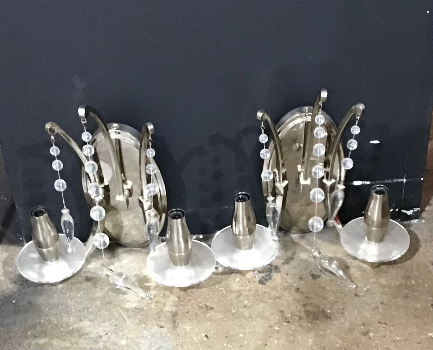 PAIR Crystal/Chrome Sconces 13"x11.5"