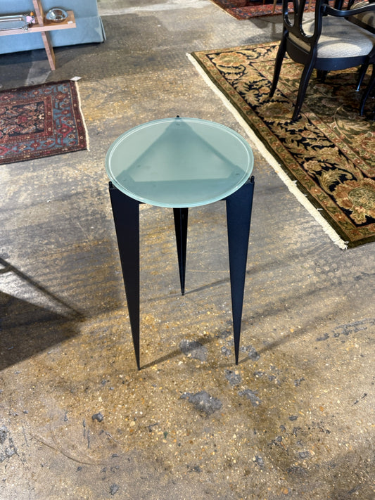 Frosted glass/black art or plant stand, 12" W x 12"D x 32"H