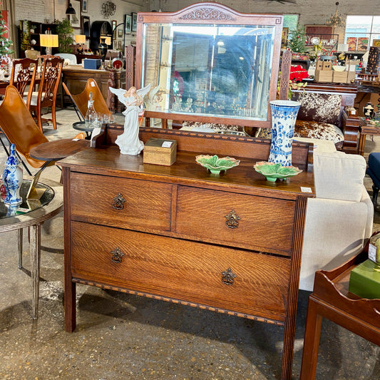 Antique English Oak Dresserw/mirror, 42"W x 17.25"D x 60.5"H