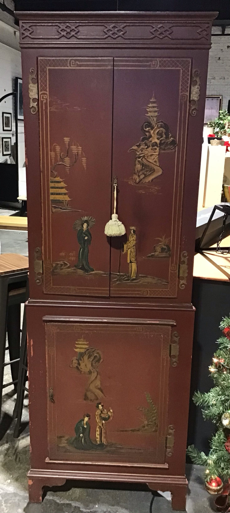 Chinoiserie Corner Cabinet 24" W x 17.25"D x 73" H
