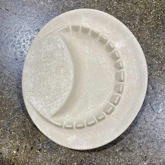 MCM Signed Oval Ashtray, Textured White, 14" L x 12.25" W x 2" H
