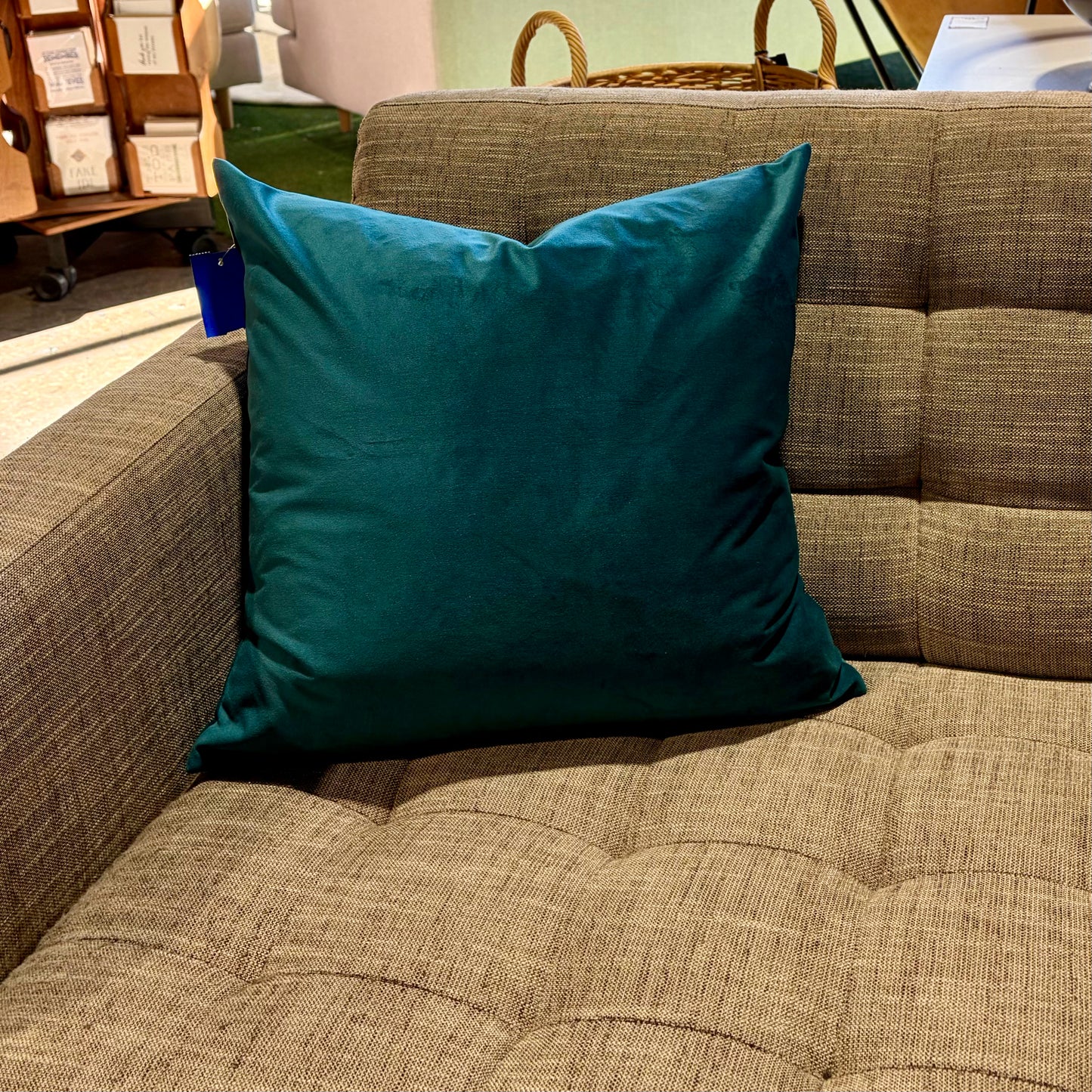 NEW  Blue velvet pillow, 18"