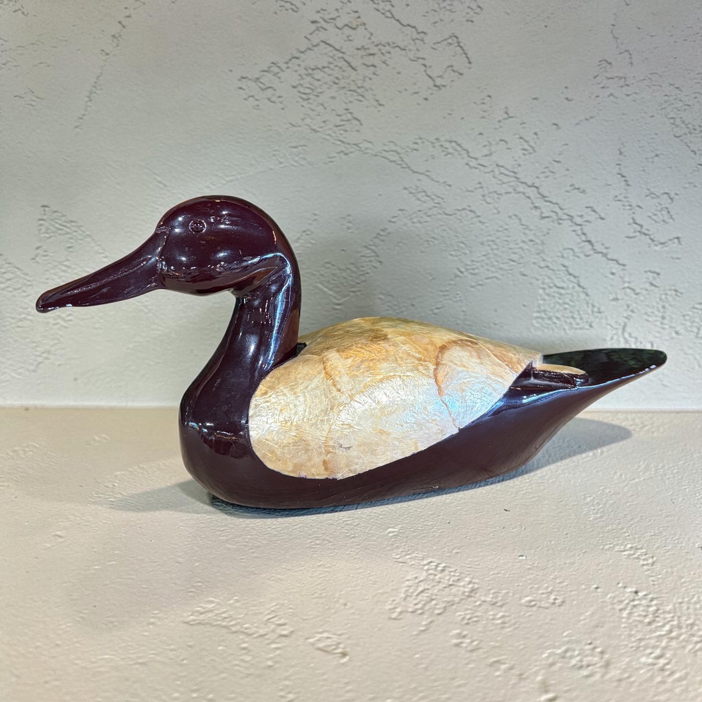 Duck Decoy w/Capiz Shell Back, 13"L x 5"W x 5.5"H