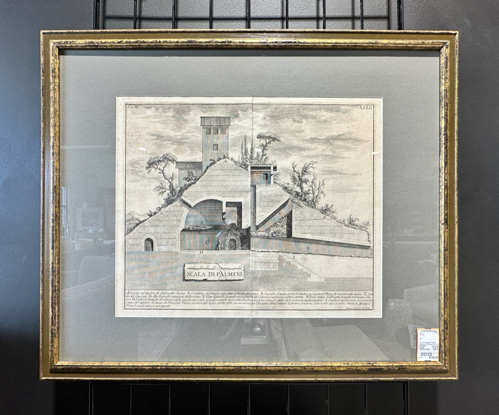 Antique 'Scala di Palma' etching, by Piranesi, 30.5"W x 26"H x .5"D