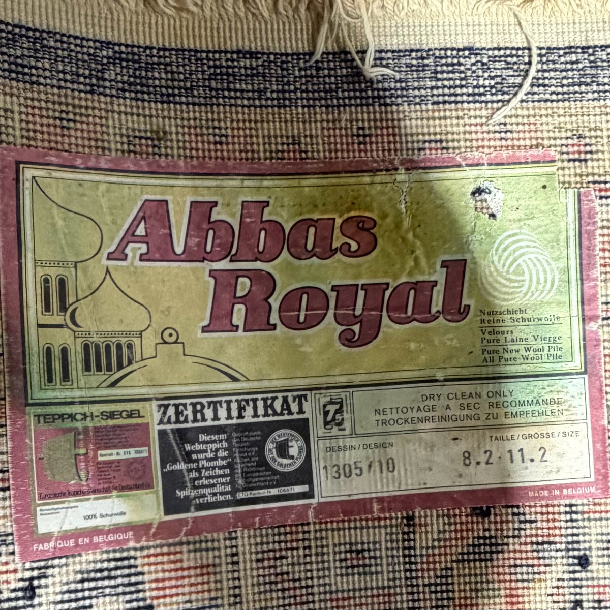 VTG Belgian Abbas Royal Wool Rug, Rust & Blue