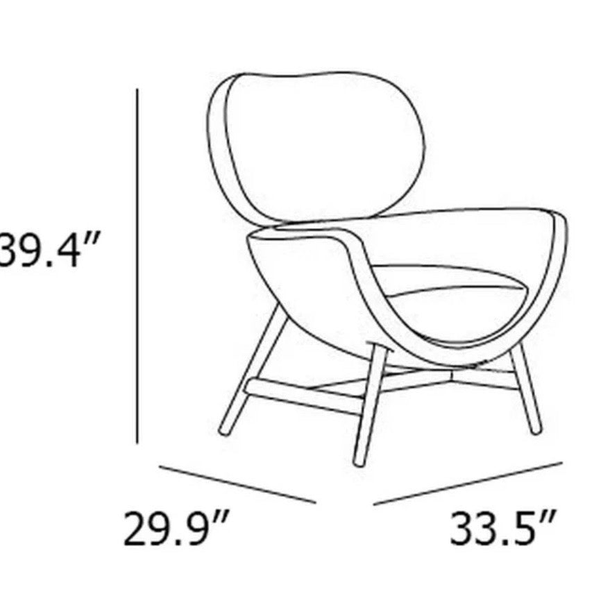 Laurie Leather Lounge Chair, Burnt Oak, 33.5"W x 29.9"D x 39.4"H
