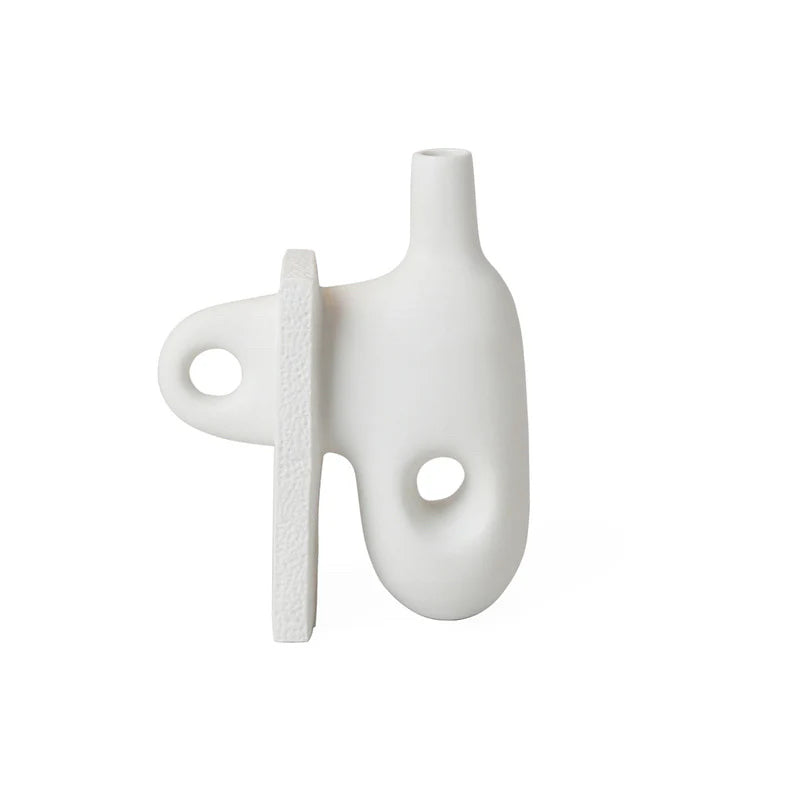 Paradox Small Vase, Jonathan Adler, White Porcelain, 10" W x 4" D x 7" H