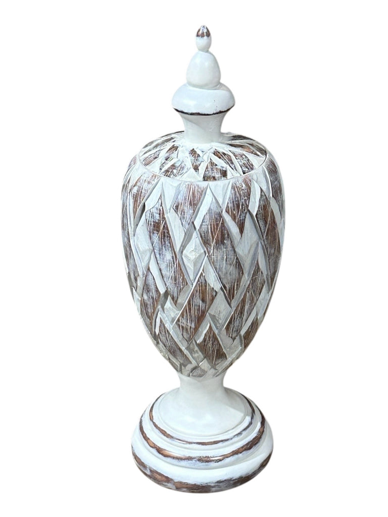 Faux wood/resin coastal accent, 8"W x 8"D x 27"H