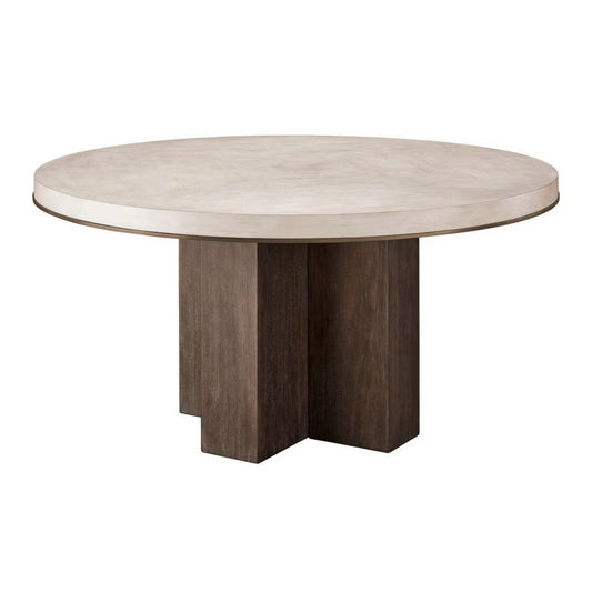 Topanga Round Wood Dining Table, Silver Fox & Otter Walnut, 60" W x 60" D x 30"H