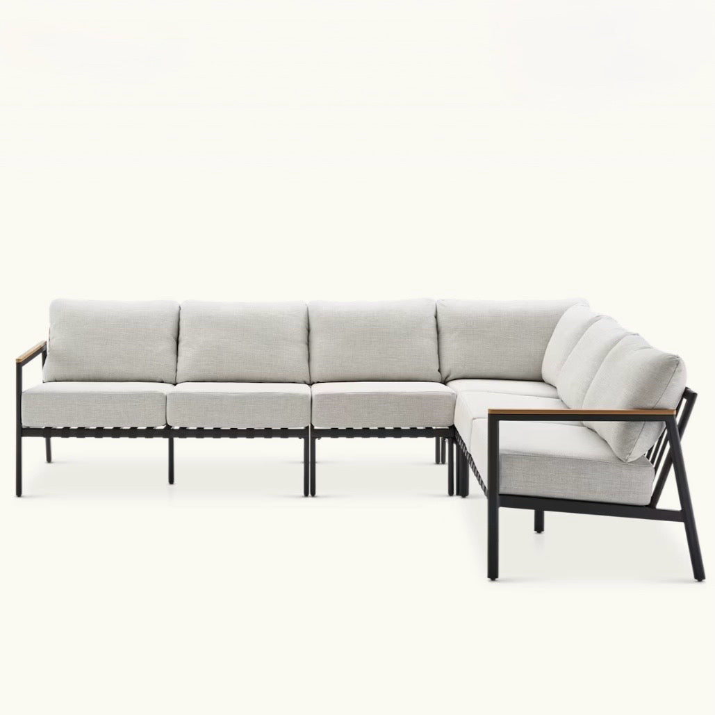 Sorrento Outdoor Extended  Sectional Sofa, 50.8"/81.9" x 75.8"/106.9" x 33.1"H