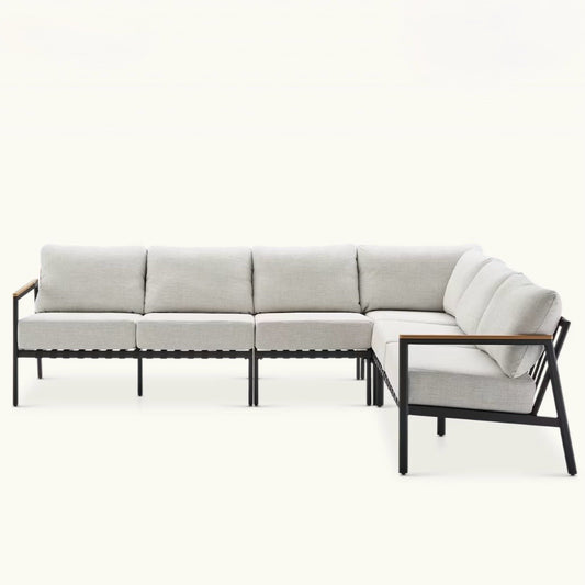 Sorrento Outdoor Extended  Sectional Sofa, 50.8"/81.9" x 75.8"/106.9" x 33.1"H