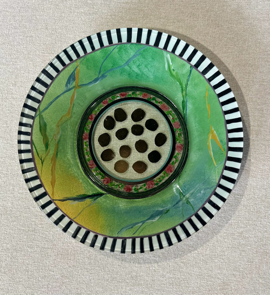 Mackenzie Childs Circus Rose Plate, 10.5" W x 10.5" D x 1.5" H