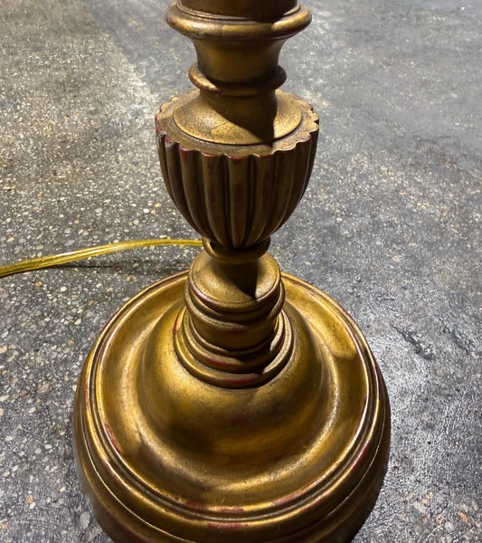 Barley twist table lamp, gold/criimson, 12" DIA x 32"H