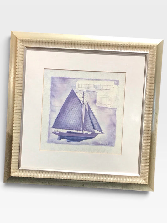 Ship Building Framed Art, Print, Pair, 15" Sq x 1"D