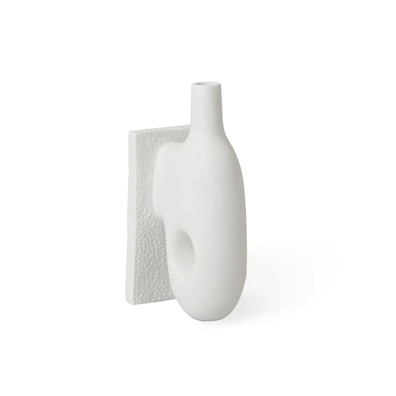 Paradox Small Vase, Jonathan Adler, White Porcelain, 10" W x 4" D x 7" H