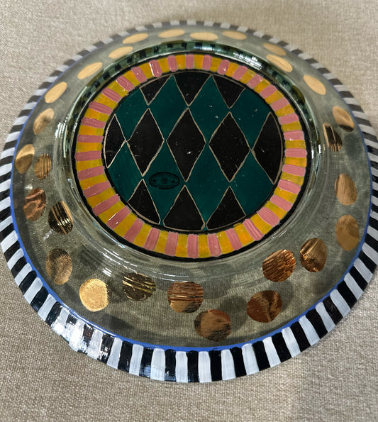 Mackenzie Childs Circus Plate, 9.25" W x 9.25" D x 1.25" H