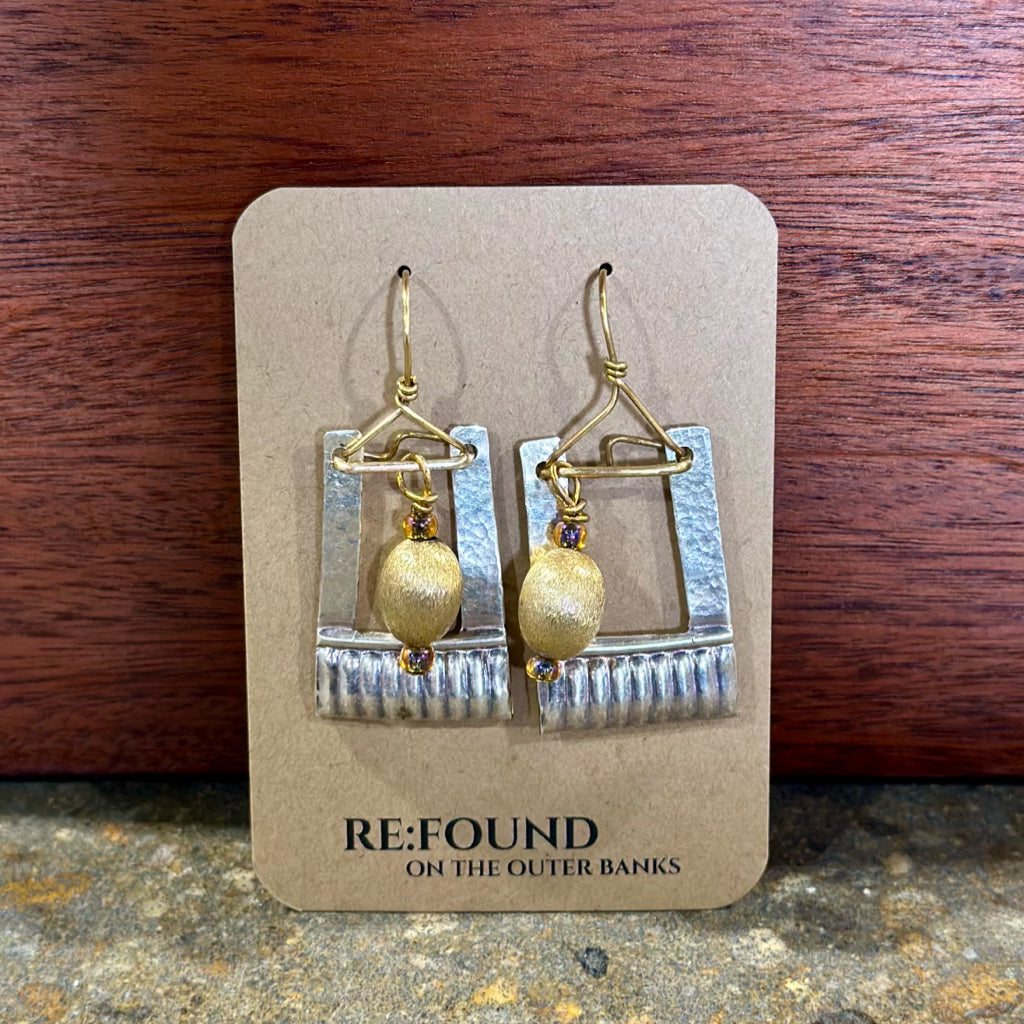 Silverplate over brass beaded earrings