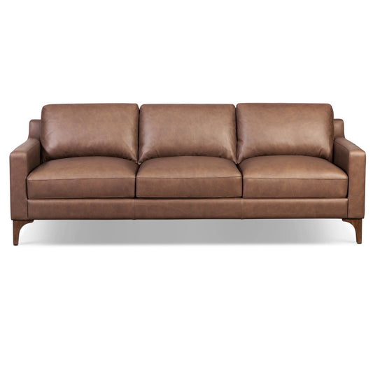 NEW Poly & Bark Sorrento Sofa - Caramel Brown Leather, 86"W x 37"D x 31.5"H