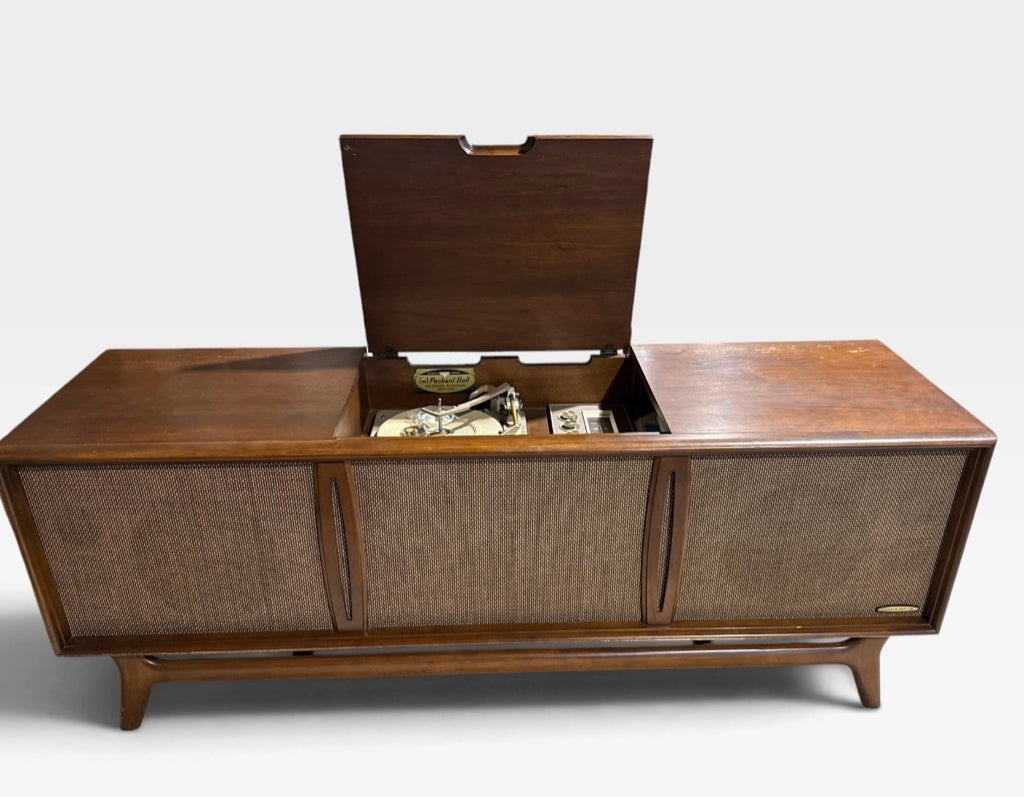 MCM Packard Bell Stereo/Turntable cabinet, needs work, 68.25"L x 20"D x 26"H