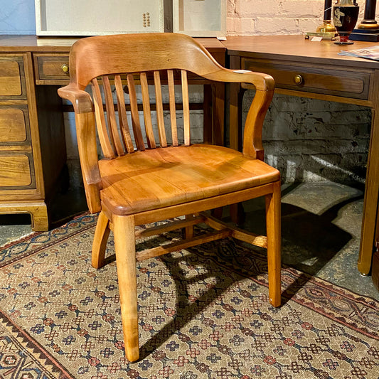 Vintage bankers chair, refinished, dk. brown, 24.75"W x 22.5"D x 32.5"H