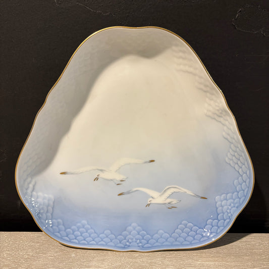 Seagull Triangular Cake Plate by Bing & Grondahl, 9.25"D x 9.75W x 1.25"H
