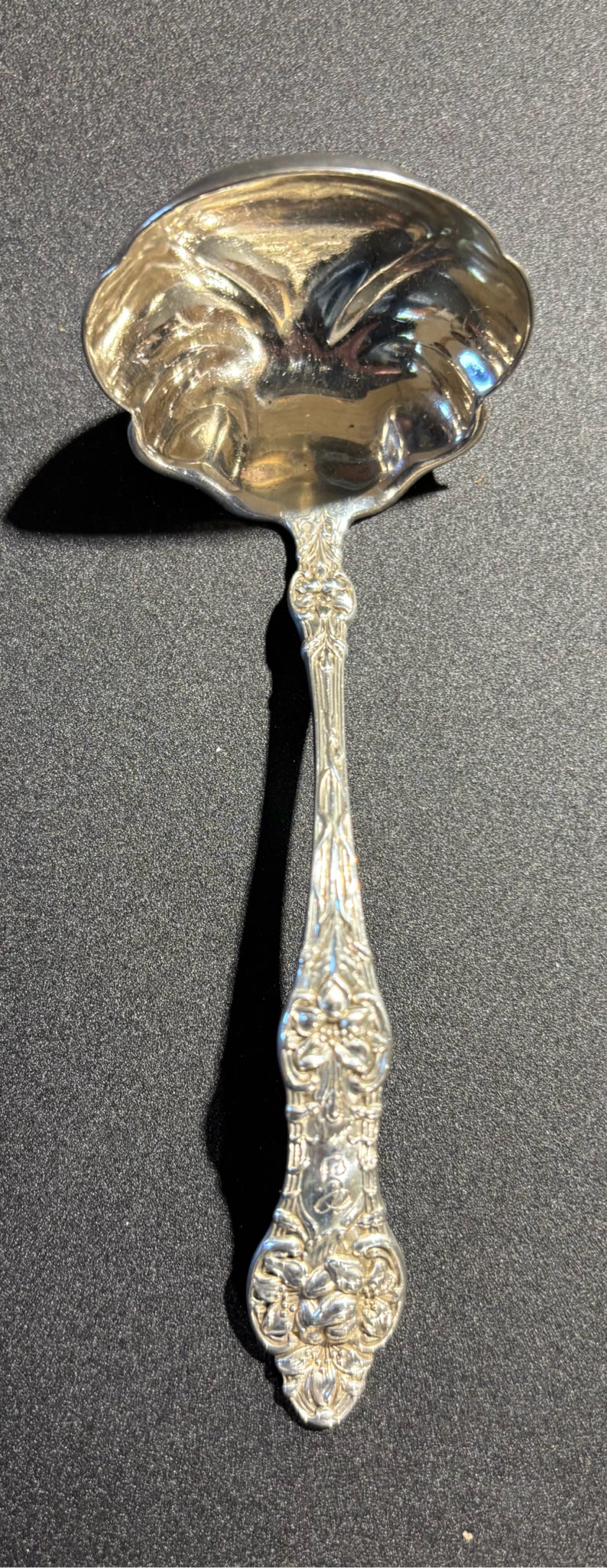 Old Orange Blossom Sterling Cream Ladle, mono,  5" L x 2" W x 1.75" H