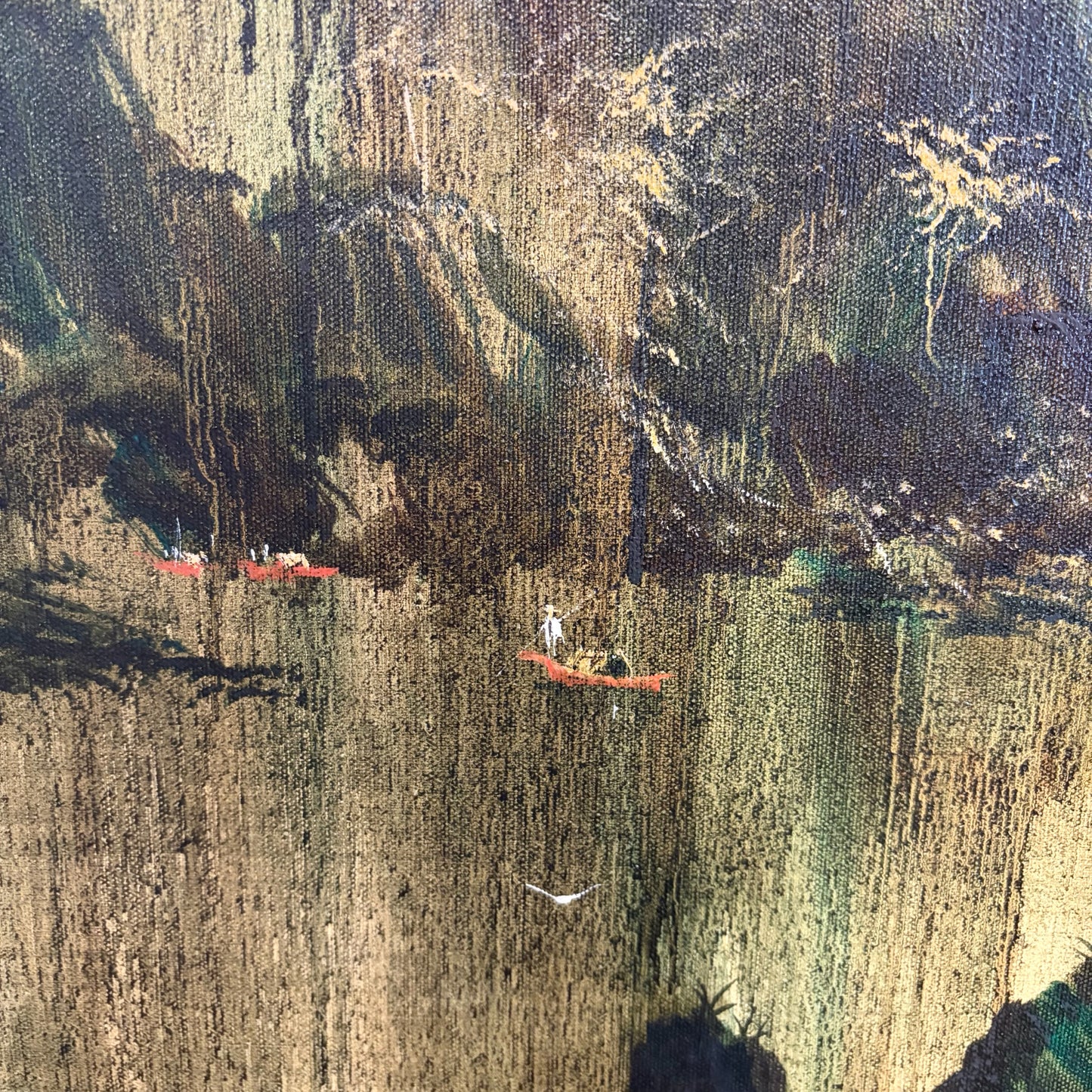 MCM Shan Shui Landscape Painting by R.E. Riwell, 37"W x 48.75"H x 1.5"D